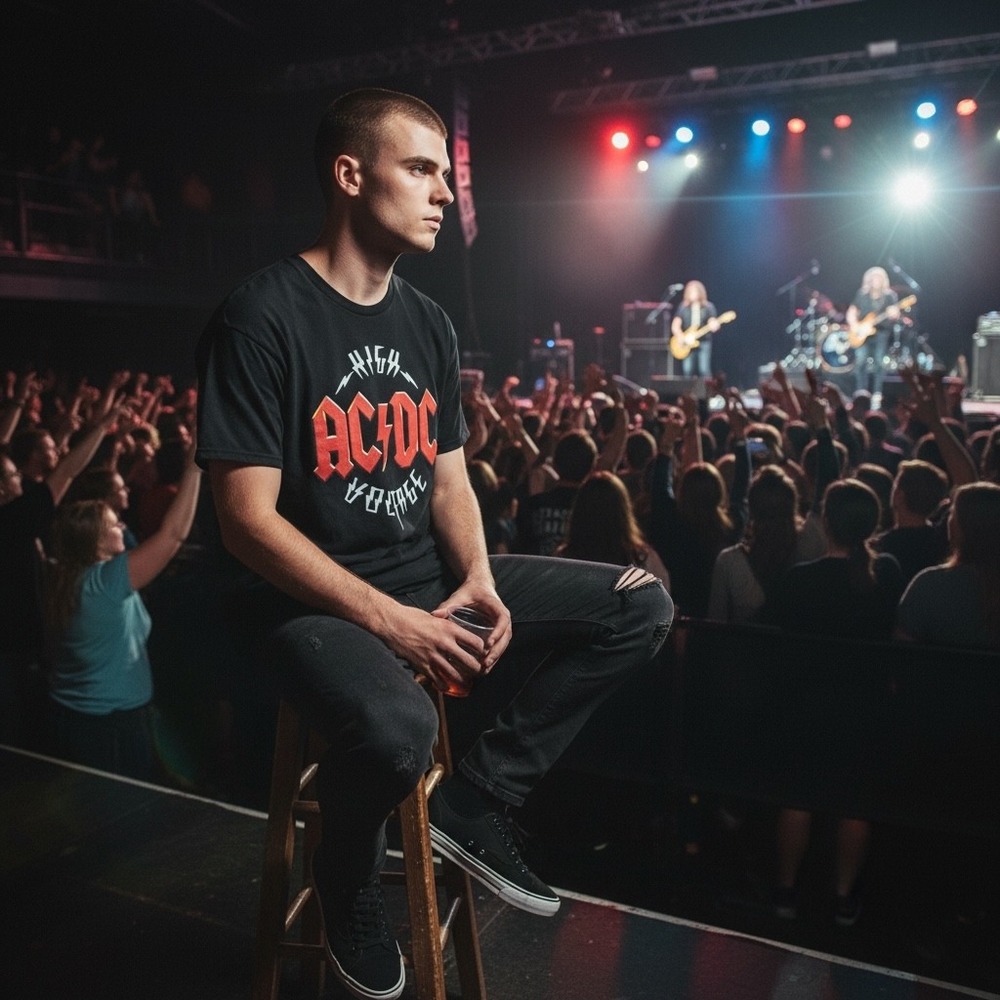 AC/DC High Voltage Graphic T-Shirt Mens XL Black Short Sleeve Rock Band Cotton